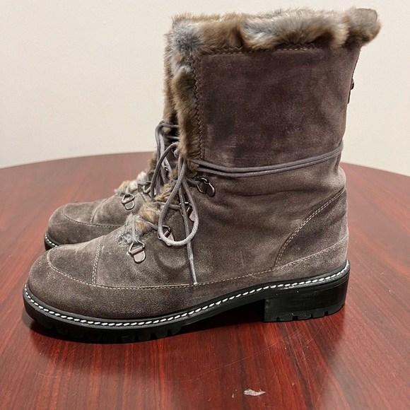 Stuart Weitzman Women’s Bobsled Faux Fur Suede Hiking Boots Fur Lined Size 6 - Picture 2 of 8
